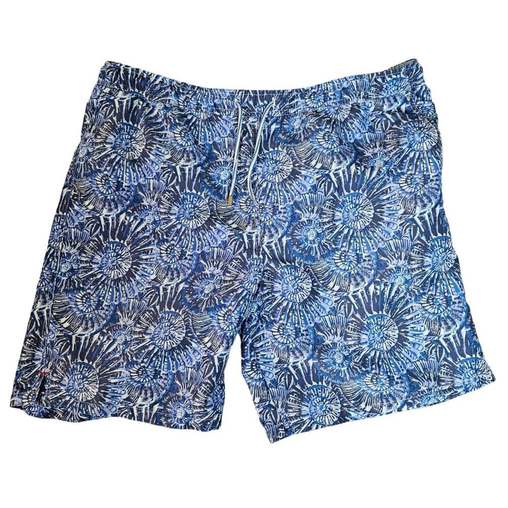 Peter Millar Mens XL Seaside Collection‎ Shell Navy Swim Shell Print Shorts